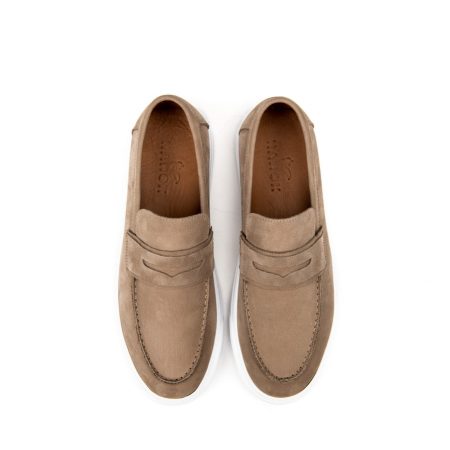 Muške kožne plitke cipele Hanox-2071 bež ravne 5 14070 hanox 2071 nabuk beige 3