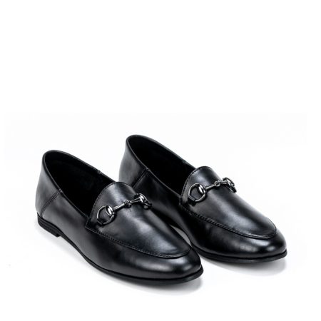 Ženske kožne plitke cipele Mabu-2389 crne ravne