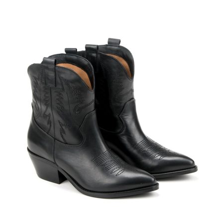 Ženske kožne plitke čizme Silko-PT02 crne na štiklu