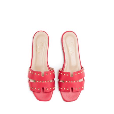 Ženske kožne papuče Silko-CAPRI13 crvene ravne 5 15391 silko capri13 rosso 3