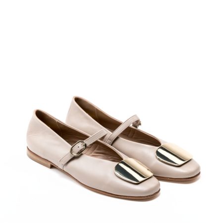 Ženske kožne baletanke Silko-Pl30 bež ravne