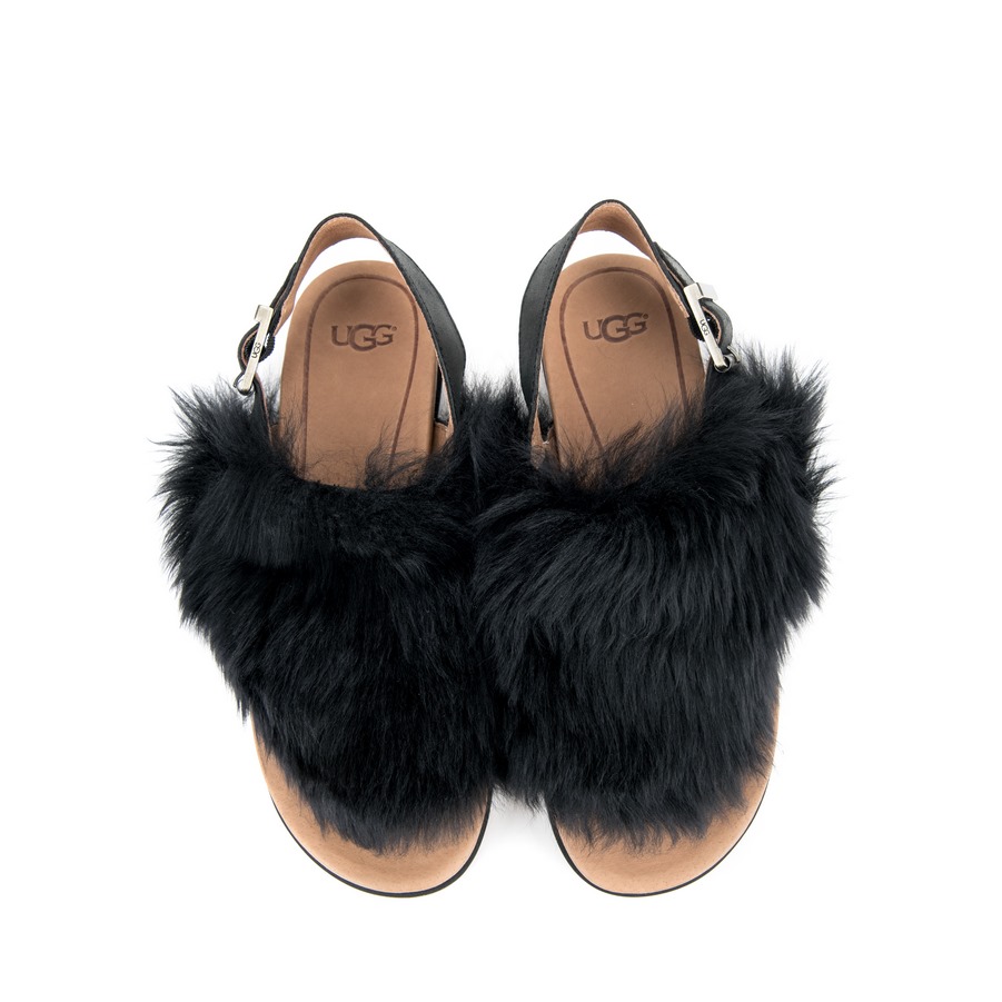 Ženske kožne sandale UGG-holly crne ravne 3 Creator obuća | Ženska kožna obuća | Ženske kožne sandale | Ženske kožne sandale na štiklu | Sandale na štiklu | Ženske sandale | Štikla | Sezona proleće leto 2023/2024 | Proleće leto 2023 | Creator |